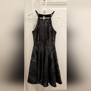 Sparkly silver halter top dress by city triangles, size 7